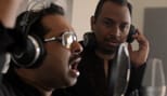 Shyamalangan and Shankar Mahadevan during 'Azhahiya Thendralae' recording.